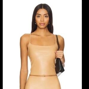 Commando Faux Leather Top in Beige